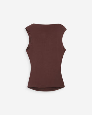 Draped sleeveless high-neck top chocolat Valley