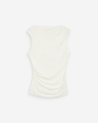 Draped sleeveless high-neck top ivoire Valley