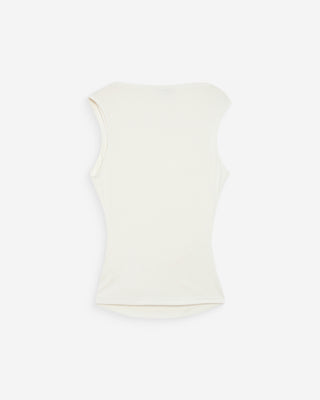 Draped sleeveless high-neck top ivoire Valley