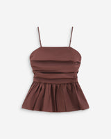 Top péplum bustier à encolure carrée chocolat Valo