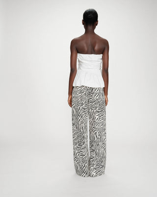 Peplum bustier square-neck top ivoire Valo