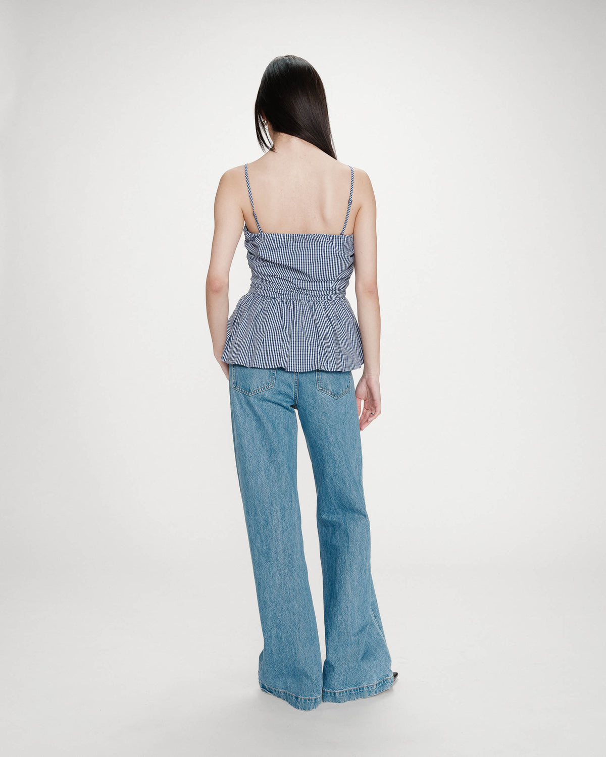 Peplum bustier square-neck top marine Valo