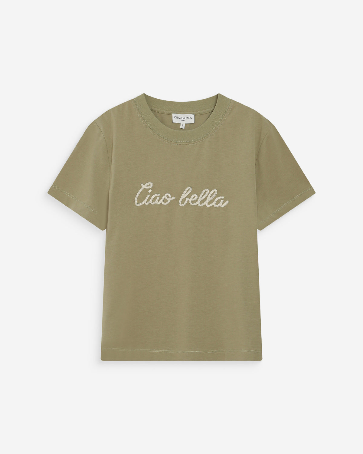 T-shirt en coton manches courtes sauge Vanders