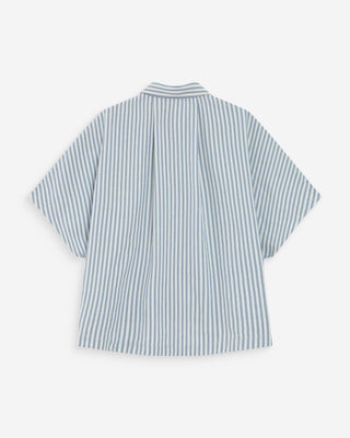 Chemise large à rayures manches courtes bleuet Vercia