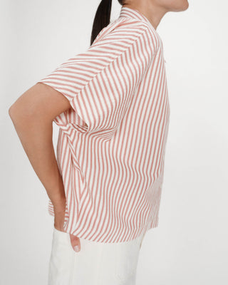Chemise large à rayures manches courtes corail Vercia