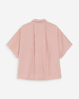 Chemise large à rayures manches courtes corail Vercia