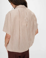 Chemise large à rayures manches courtes mocha Vercia