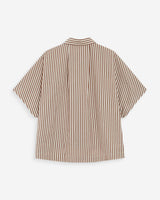 Chemise large à rayures manches courtes mocha Vercia