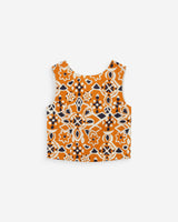 Straight sleeveless backless printed top cognac Venise