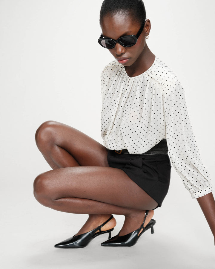 Voluminous polka dot blouse ivoire Valianna