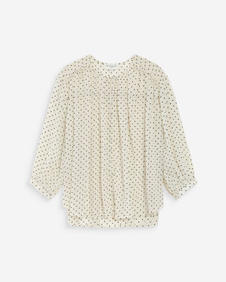 Blouse bouffante à pois manches 3/4 ivoire Valianna
