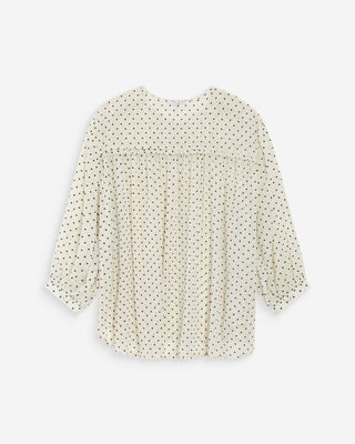 Blouse bouffante à pois manches 3/4 ivoire Valianna