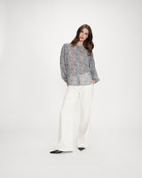 Blouse manches bouffantes imprimée bohème ciel Vertueuse