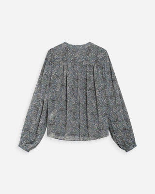 Blouse manches bouffantes imprimée bohème ciel Vertueuse