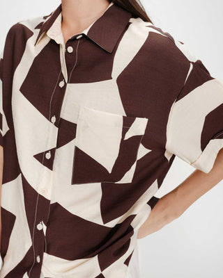 Chemise imprimée graphique chocolat Veil