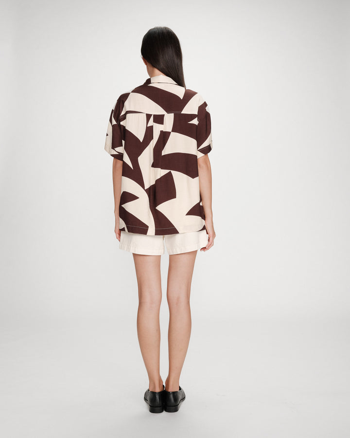 Chemise imprimée graphique chocolat Veil