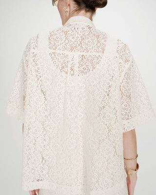 Chemise en dentelle transparente manches 3/4 ecru Vendel