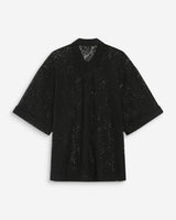 Chemise en dentelle transparente manches 3/4 noir Vendel