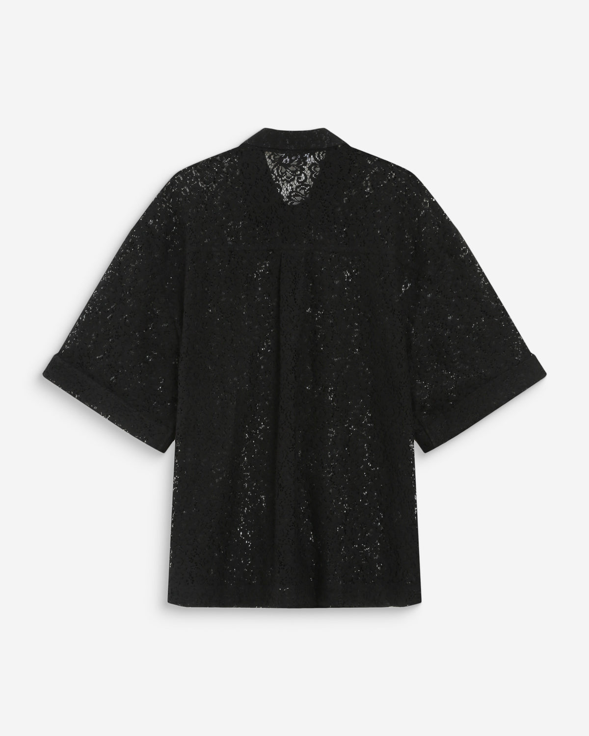 Chemise en dentelle transparente manches 3/4 noir Vendel