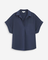 Blouse large en coton manches courtes marine Versigny
