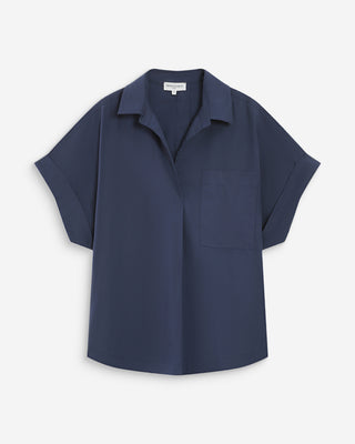 Blouse large en coton manches courtes marine Versigny