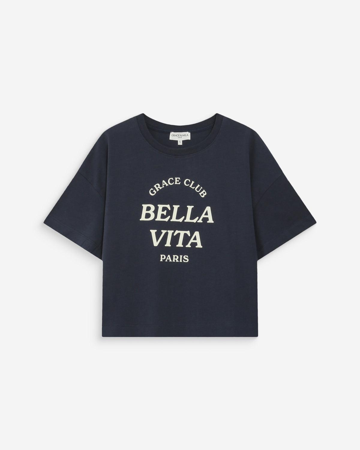 Top oversize en coton message imprimé marine Voss