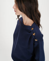 Crew-neck sweatshirt with pleats and buttons marine Vonan