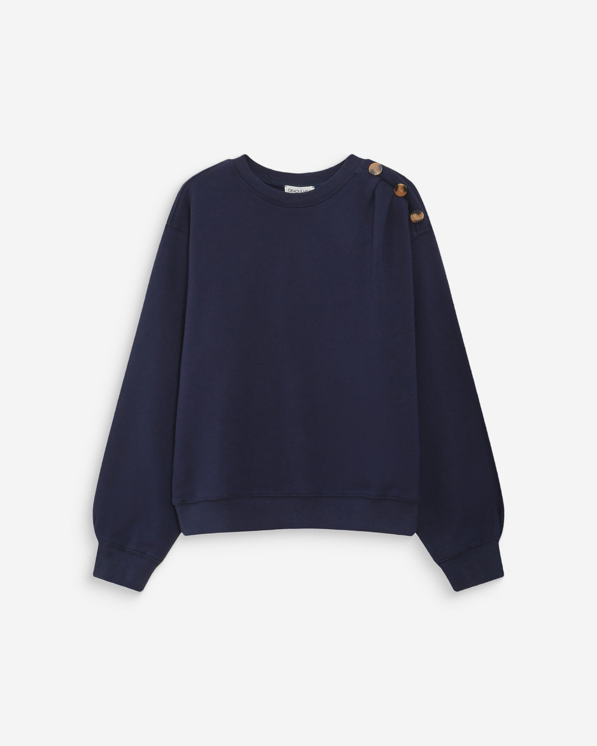 Crew-neck sweatshirt with pleats and buttons marine Vonan