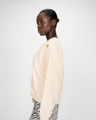 Sweatshirt col rond avec plis et boutons vanille Vonan