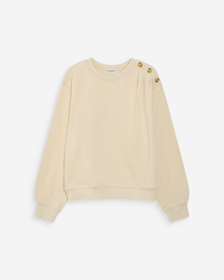 Sweatshirt col rond avec plis et boutons vanille Vonan