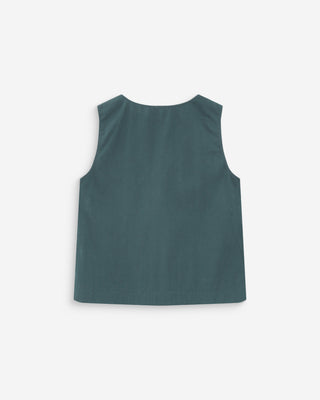 Top en coton sans manches col V emeraude Vagabond