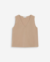 Top en coton sans manches col V sable Vagabond