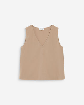 Top en coton sans manches col V sable Vagabond