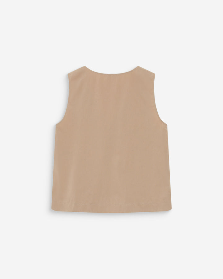 Top en coton sans manches col V sable Vagabond