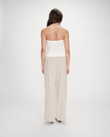 Fitted knit sweetheart bustier top ecru Valazzio