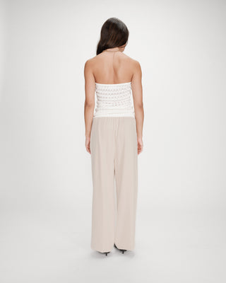 Fitted knit sweetheart bustier top ecru Valazzio