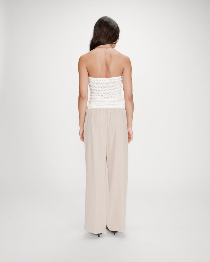 Fitted knit sweetheart bustier top ecru Valazzio