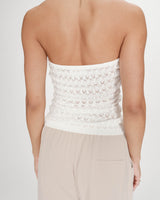 Fitted knit sweetheart bustier top ecru Valazzio