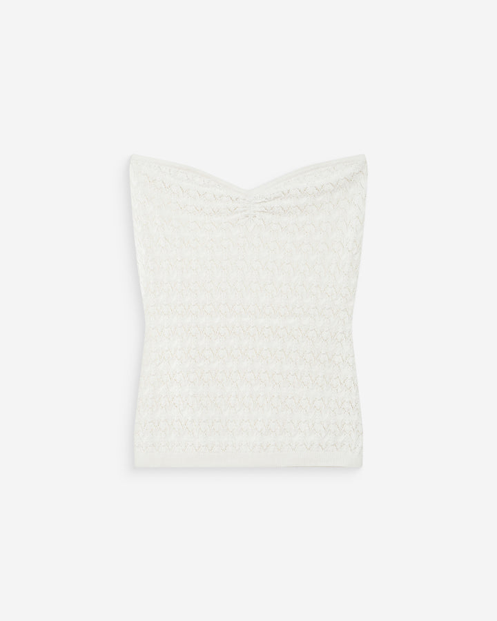 Fitted knit sweetheart bustier top ecru Valazzio