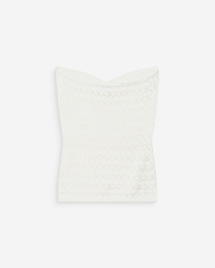 Fitted knit sweetheart bustier top ecru Valazzio
