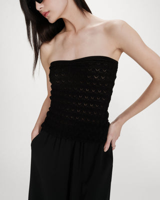 Top bustier cœur en maille près du corps noir Valazzio