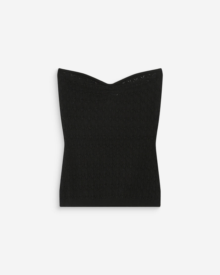 Top bustier cœur en maille près du corps noir Valazzio