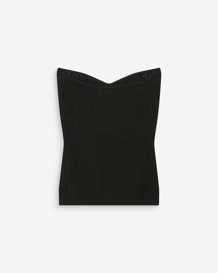 Top bustier cœur en maille près du corps noir Valazzio
