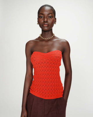 Fitted knit sweetheart bustier top sanguine Valazzio