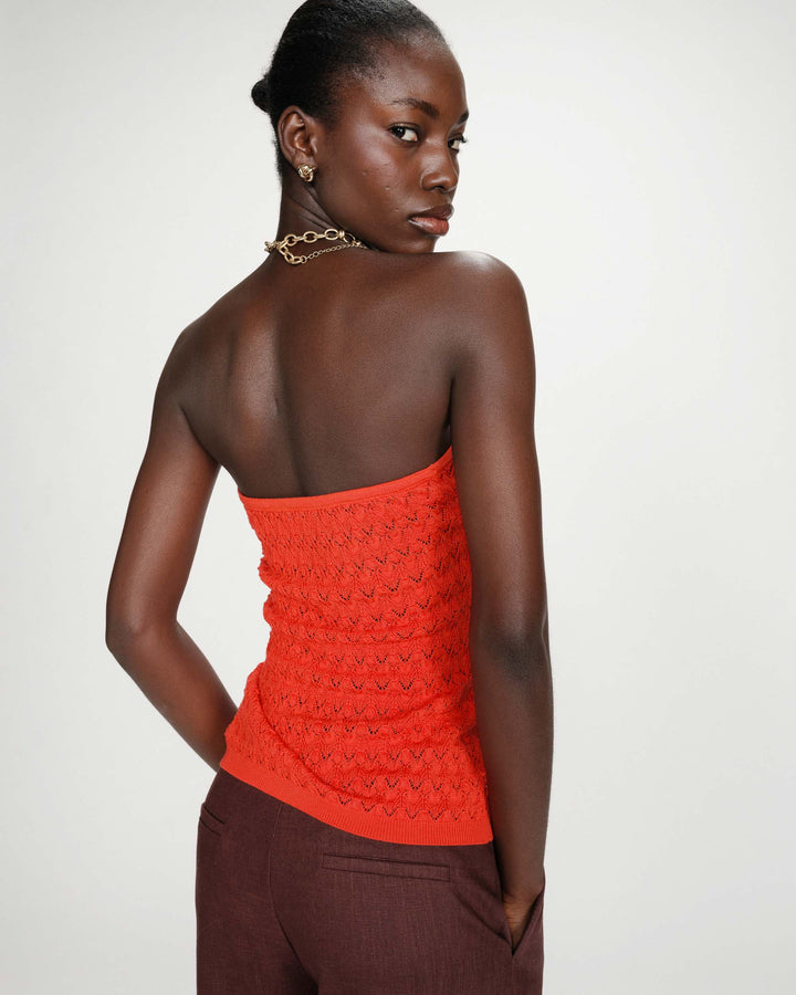 Fitted knit sweetheart bustier top sanguine Valazzio