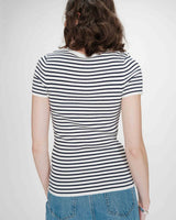 Pull en fine maille ajusté manches courtes marine Vendredi