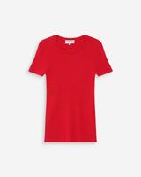 Pull en fine maille ajusté manches courtes rouge Vendredi