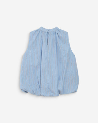 Balloon striped poplin top with tie neck bleuet Vanya