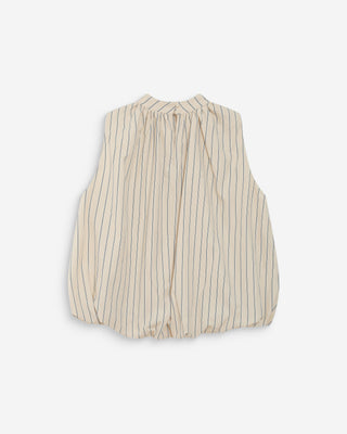 Balloon striped poplin top with tie neck vanille Vanya