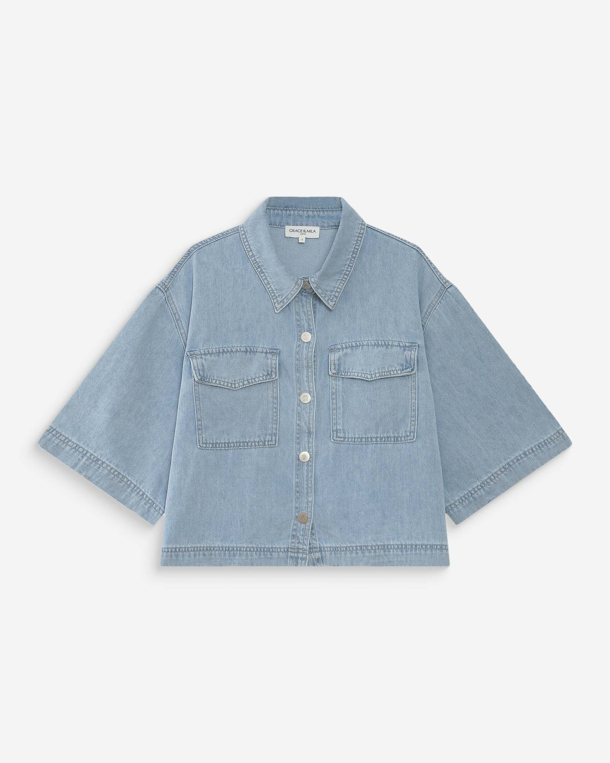 Chemise oversize en denim skyblue Vita